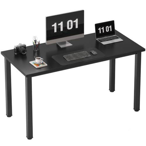 Need 47 inch Computer Desk, Black Tabletop, Black Metal Frame,Modern Simple | Home Office Desk, Basic Sturdy Writing Table, Adjustable Feet, Water-Resistant, Dorms & Bedrooms, Easy Assembly, Game & Study - color: Black, size: 47 inches