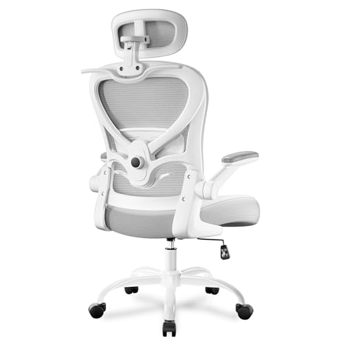 Ergonomic Office Chair, Mesh Home Office Desk Chairs with 3D Headrest - color: Grey