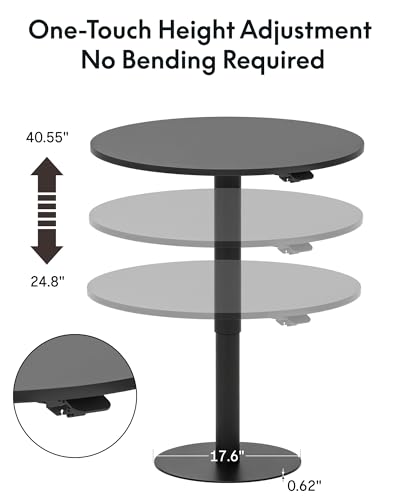 FLEXISPOT 24" Adjustable Height Round Dining Bar Table, Gas Spring Lift - color: Black, size: 24‘’
