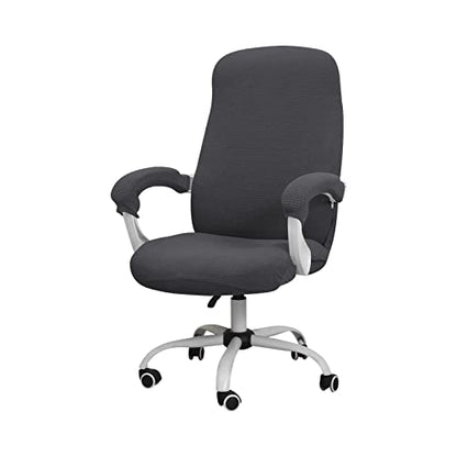 FORCHEER Office Chair Cover Water Repellent Jacquard Armrest Swivel Chair Slipcovers Removable Stretch Universal Computer Chair Cover L with Chair Arm Cover 2P-Dark Grey - color: Dark Grey, size: Large+Chair-Arm Cover