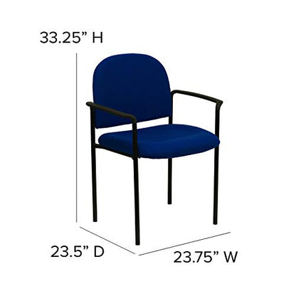 EMMA + OLIVER Navy Fabric Stackable Steel Side Reception Chair | Contoured Cushions, Powder Coated Frame, Durable Construction, Commercial Use - color: Navy Fabric