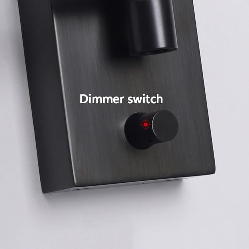 LED Swing Arm Wall Sconce with Dimmer Switch Modern Adjustable Wall Mounted Reading Lamp Black Metal Directional Task Light for Bedroom Bedside Living Room Hallway Office Dorm Art Display