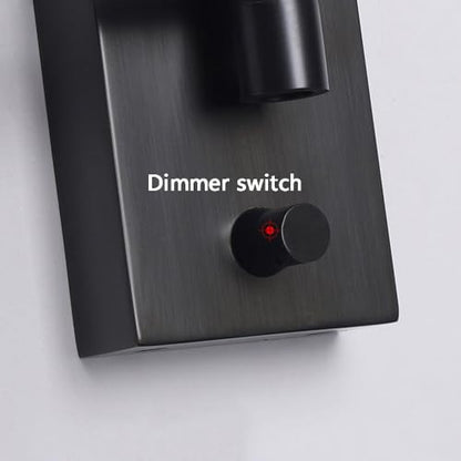 LED Swing Arm Wall Sconce with Dimmer Switch Modern Adjustable Wall Mounted Reading Lamp Black Metal Directional Task Light for Bedroom Bedside Living Room Hallway Office Dorm Art Display