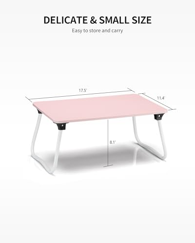 Ruxury Foldable Lap Desk Laptop Stand Bed Desk Table Tray, Breakfast Serving Tray, Portable & Lightweight Mini Table, Lap Tablet Desk for Sofa Couch Floor - Pink - color: Pink
