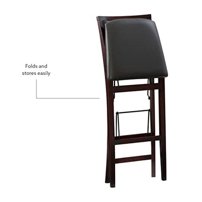 Linon Keira Pad Back Folding Bar Stool - color: Merlot/Brown, style: Bar Stool