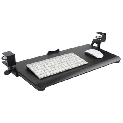 Under‑Desk Clamp Keyboard Tray, 26.77" Slide‑Out Tray, Black - color: Black