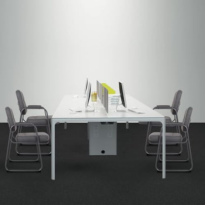 CLATINA Waiting Room Chair | Leather Guest Chair with Padded Arms no Wheels for Office Reception Conference Desk with Sled Base Grey, 2PK - color: Gray(sled Base), size: 2 pack