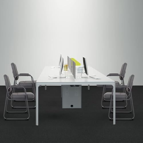 CLATINA Waiting Room Guest Chair with Bonded Leather Padded Arm Rest for Office Reception and Conference Desk Black with Sled Base Grey 6 Pack - color: Grey-a, size: 6 Pack
