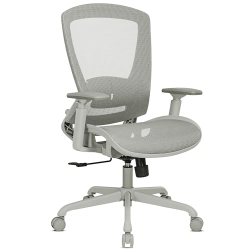 ELABEST Mesh Office Chair,Ergonomic Computer Desk Chair,Sturdy Task Chair- Adjustable Lumbar Support & Armrests,Tilt Function,Comfort Wide Seat,Swivel Home Office Chair (Grey Frame Grey Mesh) - color: Grey Frame Grey Mesh