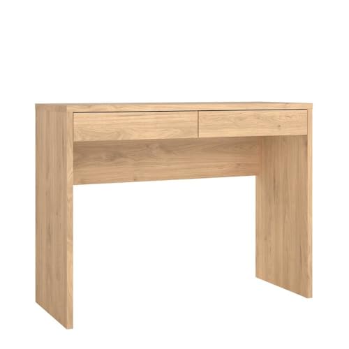 Furnifact Brown Wood Desk with Drawers, Writing Desk with Drawers for Home Office, Elegant Computer Study Table for Bedroom or Work from Home