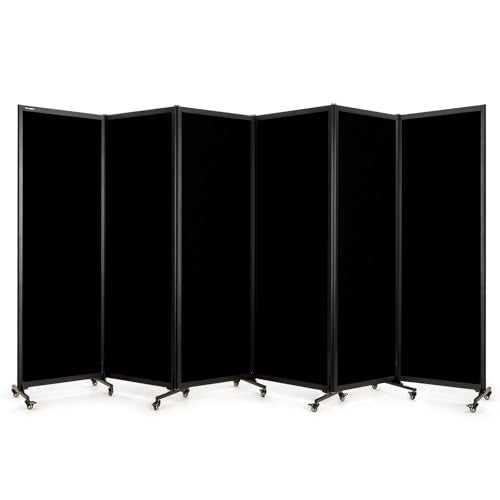 Room Partition 2.0 Upgrade Version,12'2"L* 6'7"H,6 Panel,Black - color: Black, size: 6