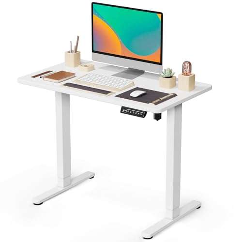 JOY worker Small Electric Standing Desk, 35" Whole Piece Height Adjustable - color: White, size: 35" * 20"
