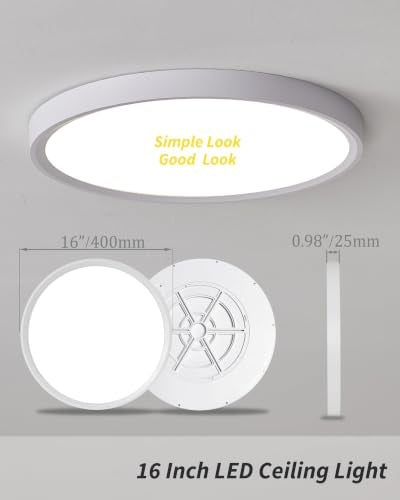 6Pack 16 Inch Dimmable LED Flush Mount Ceiling Light Panel,32W 3480LM,2700K-6000K 5 CCT Selectable,Ultra Thin Round White Ceiling Light Fixture for Hallway Kitchen Bedroom Home Office Bathroom - color: White, size: 16 INCH 6PK Dimmable 5CCT