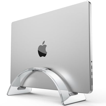 Acrylic Vertical Laptop Stand for Desk,Acrylic Invisible Desktop Notebook Dock,Vertical Laptop Holder Space-Saving Organizer for All MacBook, Surface, Samsung, HP, Dell - color: Clear