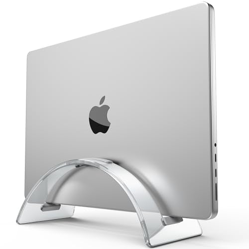Acrylic Vertical Laptop Stand for Desk,Acrylic Invisible Desktop Notebook Dock,Vertical Laptop Holder Space-Saving Organizer for All MacBook, Surface, Samsung, HP, Dell - color: Clear