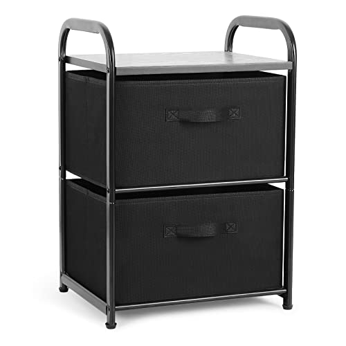 MAX Houser 2 Drawer Wide Fabric Dresser Storage Organizer Unit, Black - color: Black2