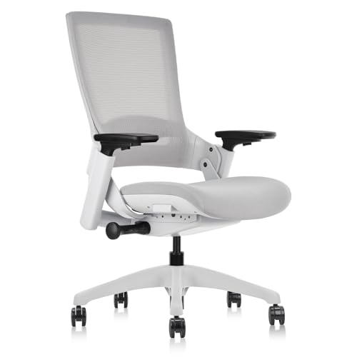 CLATINA Mesh Ergonomic Office Chair with Adjustable Depth Seat Height 3D Arm Rest and Lumbar Support, Swivel Executive Computer Task Chair for Home Office Conference Room, Grey - color: Grey-mesh, size: 1 pack-No headrest