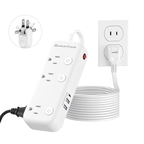 2 Prong Extension Cord with 6 Outlets 3 USB, 5FT Surge Protector, Old House - size: 5 FT-White-Two Prong