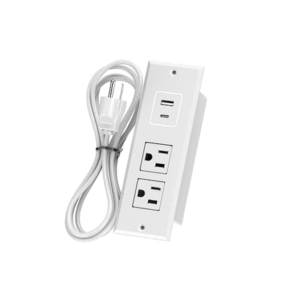 Furniture Recessed Power Strip, Recessed Desk Outlet with USB-A USB-C, in Conference Desk Recessed Power Outlets Socket, Desktop Power Grommet with 1.5M/4.92FT Power Cord - color: White