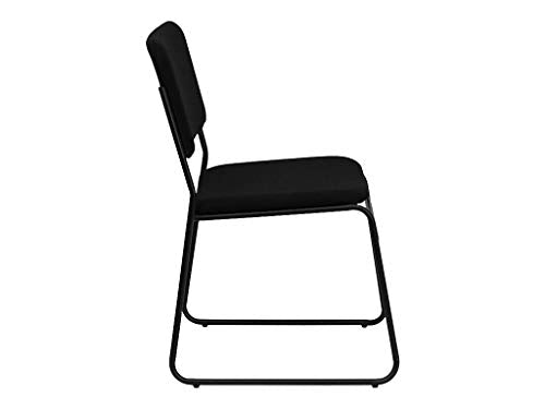 Flash Furniture Hercules Fabric Stackable Chair with Sled Base, Black | Fabric Upholstery, 500 LBS. Weight Capacity - color: Black Fabric/Black Frame, size: Set of 1
