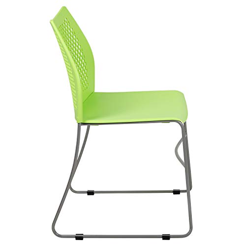 Flash Furniture Hercules Stack Chair with Air-Vent Back, Green | Sled Base, Powder Coated, 661 LBS. Weight Capacity - color: Green, size: Set of 1