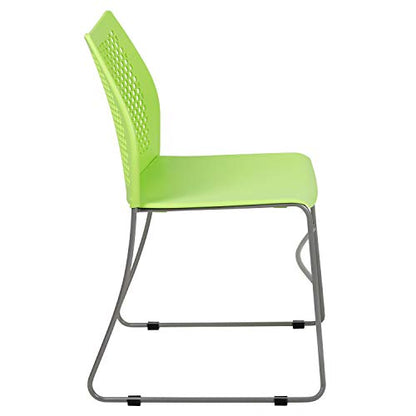 Flash Furniture Hercules Stack Chair with Air-Vent Back, Green | Sled Base, Powder Coated, 661 LBS. Weight Capacity - color: Green, size: Set of 1