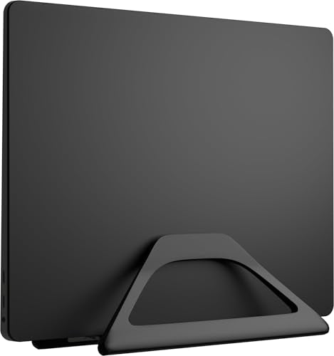 Elestoria Aluminum Vertical Laptop Stand with Gravity Auto-Lock – Adjustable Laptop Holder Vertical fits MacBook Pro/Air, Chromebook & Gaming Laptops up to 17.3" – Space-Saving Desktop Dock - Black - color: Black