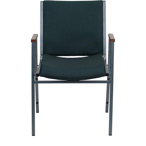 Flash Furniture Hercules Fabric Stack Chair with Arms, Green - color: Green Patterned Fabric, size: Set of 1