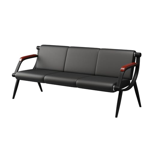 wonline Waiting Room Bench, Office Furniture Reception Chairs with Arms, Leather Chairs is Suitable for Clinic,Airport,Hospital,Barber,Salon,Bank-(Blank,3 Seat) - color: Black, size: 3-seat
