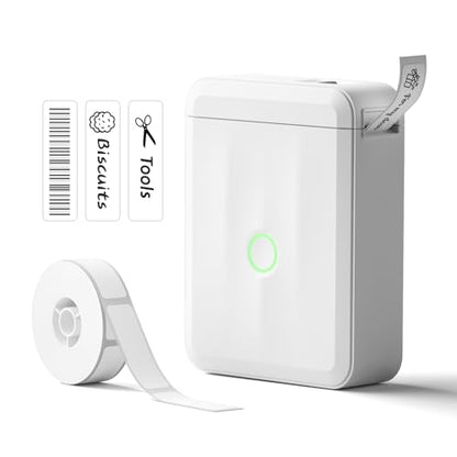 NIIMBOT D110 Upgrade Mini Label Maker, Bluetooth Thermal Printer for Daily - color: White, style: Label Machine with 1 Label Tape