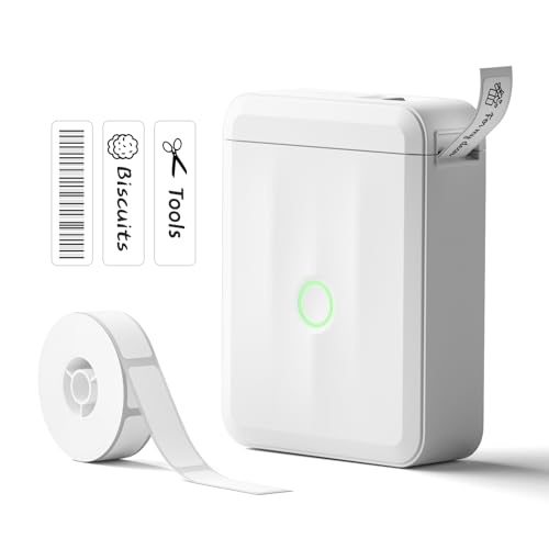 NIIMBOT D110 Upgrade Mini Label Maker, Bluetooth Thermal Printer for Daily - color: White, style: Label Machine with 1 Label Tape