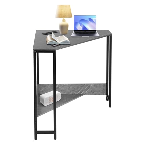 Corner Desk with Outlets and USB Ports, Small Space Saving Computer Desk, Modern Design with Excellent Load Bearing for Home Office