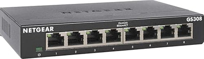 NETGEAR 8-Port Gigabit Ethernet Unmanaged Network Switch (GS308) | Essentials Model, Home Network Hub, Office Ethernet Splitter, Plug-and-Play, Silent Operation, Desktop or Wall Mount - size: 8 Port