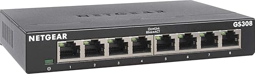NETGEAR 8-Port Gigabit Ethernet Unmanaged Network Switch (GS308) | Essentials Model, Home Network Hub, Office Ethernet Splitter, Plug-and-Play, Silent Operation, Desktop or Wall Mount - size: 8 Port