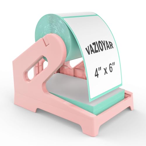 Thermal Label Holder for Rolls and Fan-Fold Labels, Sticker Roll Holder Work with Desktop Label Printer, Label Stand Shipping Supplies for Home Office(Pink) - color: Pink