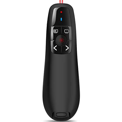 Wireless Presentation Clicker for Google Slides: 100ft Range | Ultra-Bright 656ft Red Pointer | Battery Powered - Plug & Play USB Presenter Remote with Volume & Black Screen for Mac Win PPT Keynote - style: USB-1 Pack