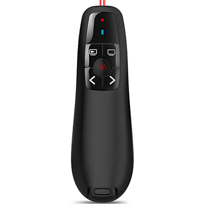 Wireless Presentation Clicker for Google Slides: 100ft Range | Ultra-Bright 656ft Red Pointer | Battery Powered - Plug & Play USB Presenter Remote with Volume & Black Screen for Mac Win PPT Keynote - style: USB-1 Pack