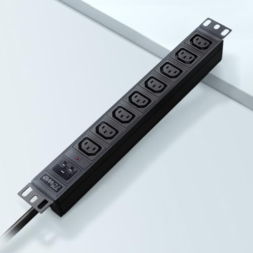 Power Strip, 8 Outlets IEC C13 Metal PDU Power Strip,Built-in C20 Outlet Extender Heavy Duty, 16A 250V 4000W Server Rack PDU/Data Center Power