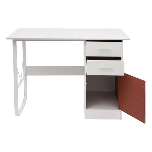 Computer Desk with Drawers, Office Desk with Storage Cabinet for PC Laptop, Wood Home Office Desk Vanity Desk for Work Study Gaming Writing Workstation