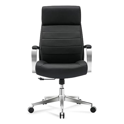 Realspace® Modern Comfort Modee Vegan Leather High-Back Executive Office Chair, Black/Chrome, BIFMA Compliant