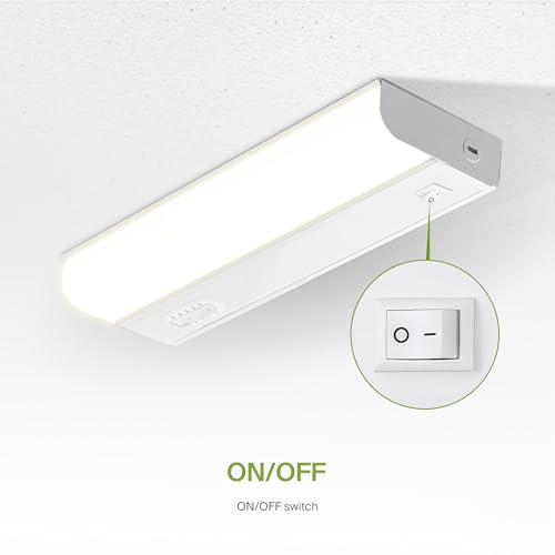 ASD LED Under Cabinet Lighting Hardwired, 9 Inch 4W 2700K-5000K Selectable, 337LM, CRI90+, Direct Wire Linkable Under Counter Lights for Kitchen, Dimmable Under Cabinet Lights, White, UL Certified - color: 9 Inch White, size: 1 Pack