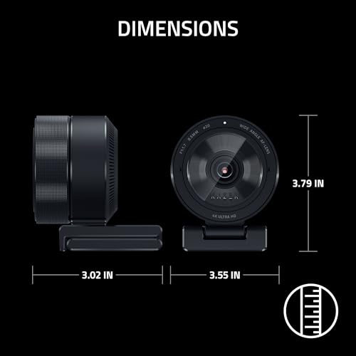Razer Kiyo Pro Ultra 4K Webcam, Large Sensor, Built-in Mic and Shutter | Auto Light Correction, Pro Grade Content Creation, Streaming, Gaming, Video Calls, Works with PC, OBS, Zoom, Teams
