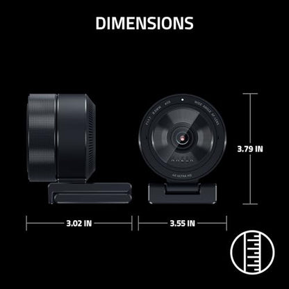 Razer Kiyo Pro Ultra 4K Webcam, Large Sensor, Built-in Mic and Shutter | Auto Light Correction, Pro Grade Content Creation, Streaming, Gaming, Video Calls, Works with PC, OBS, Zoom, Teams