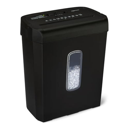 Amazon Basics 6-Sheet High Security Cross-Cut Paper and Credit Card Shredder, 3.7 Gallon, Shreds Staples, Auto Shut-Off, Compact Design for Home, Black - style: Cross Cut