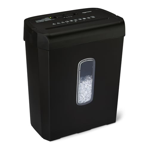 Amazon Basics 6-Sheet High Security Cross-Cut Paper and Credit Card Shredder, 3.7 Gallon, Shreds Staples, Auto Shut-Off, Compact Design for Home, Black - style: Cross Cut