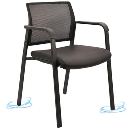 CLATINA Mesh Back Stacking Guest Chairs Leather,Stackable Waiting Room Arm Chair with PVC Upholstered for Office Reception Hospital Lobbies Schools Conference Medical Meeting Churches Black - size: 1 Pack