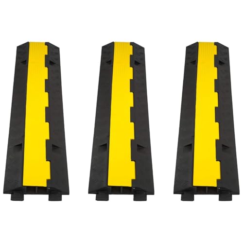 CXRCY Cable Ramp 3 Pack 2 Channel 11000lbs axle Capacity Floor Cord Cable Protector, Rubber Speed Bumps Hose Protector Ramps for Wire/Hose/Pipe Hider Driveway &Outdoor 40x10x2 inch(L x W x H) - size: 3 Pack 2 Channel