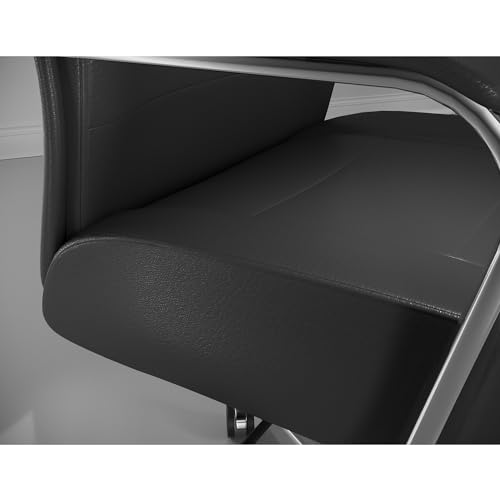 Realspace® Modern Comfort Modee Vegan Leather High-Back Executive Office Chair, Black/Chrome, BIFMA Compliant