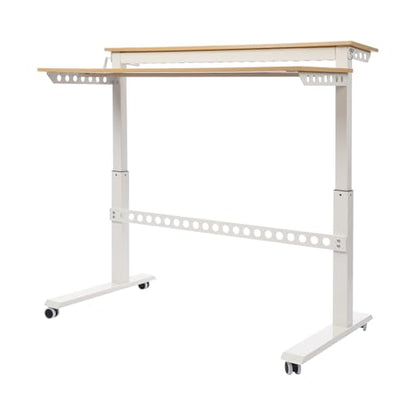 2-Tier Standing Desk Adjustable Crank Height Computer Desk with Wheels | Adjustable Crank Height, 2-Tier Spacious Desktop, Cable Management Holes, Sturdy Steel Frame, Mobile Wheels for Home Office U