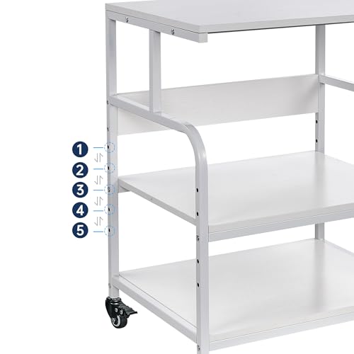 Fannova White Printer Stand Table, 23.6"x18.9"x30" Large Size with Storage - color: White, size: 23.6"W x 18.9"D x 30"H